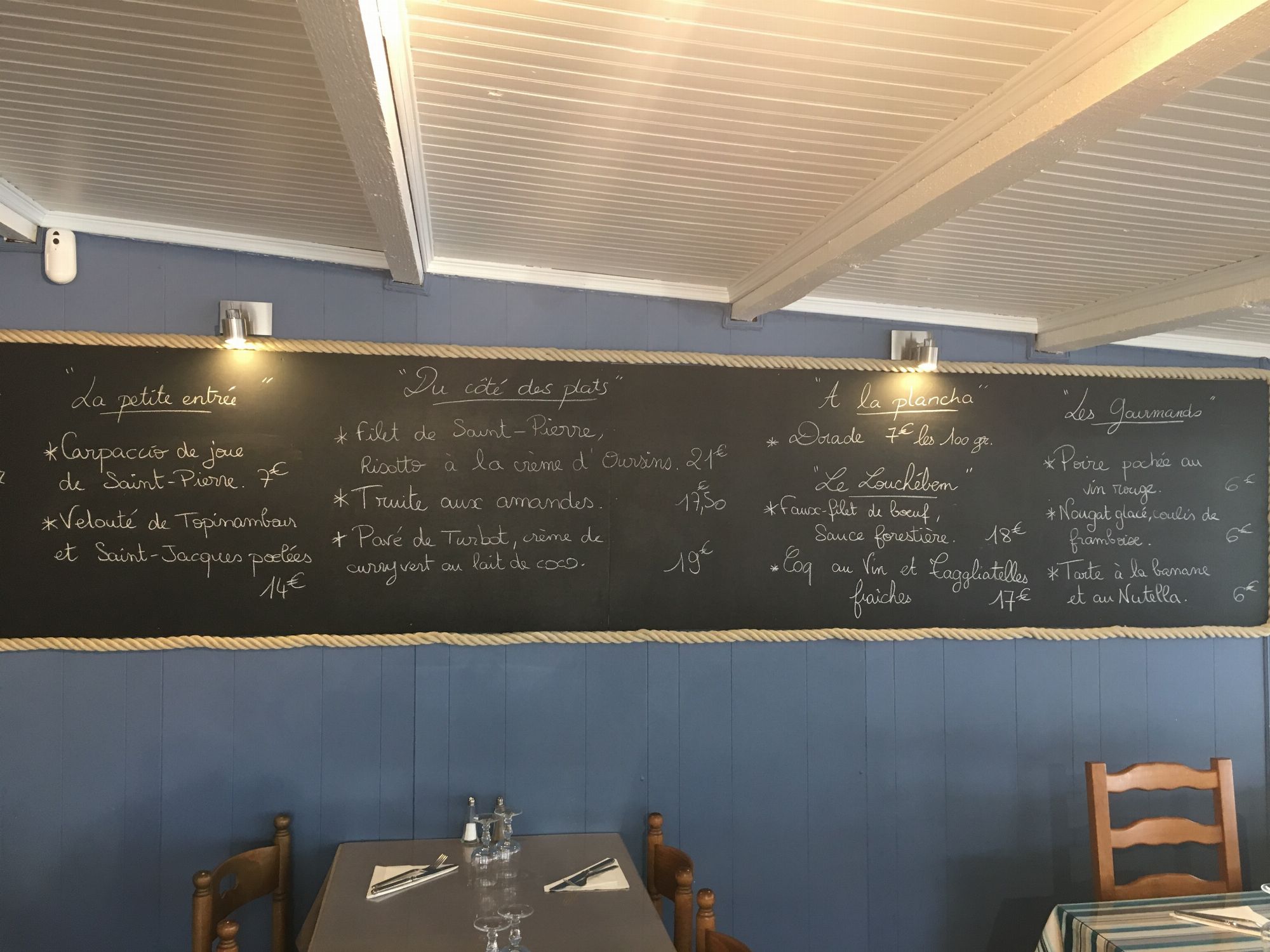 L'ardoise du jour de Chez Francine