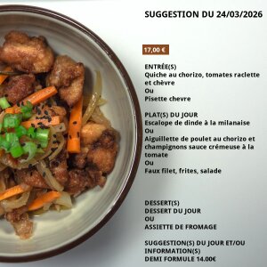 La pizarra del día de La Trattoria du Moustier