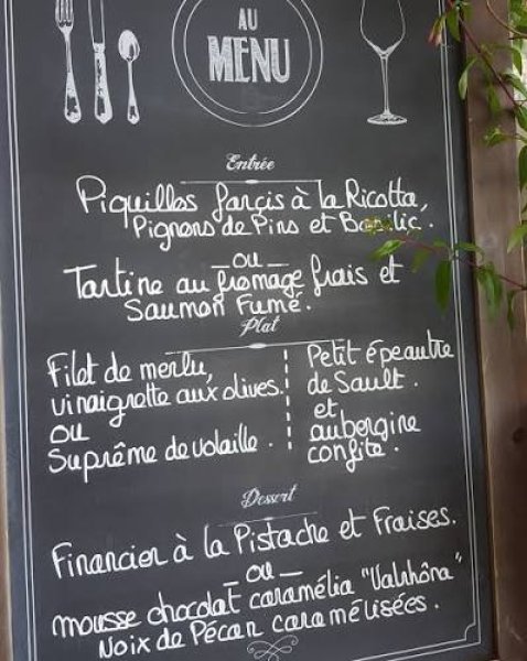 La lavagna del giorno di Restaurant de démo DuJour.pro