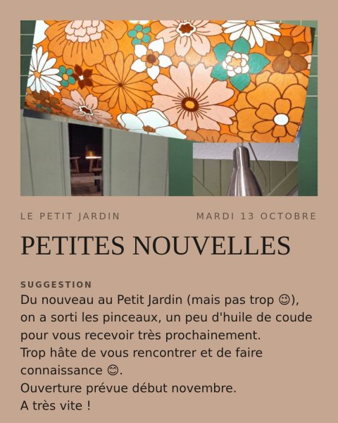 L'ardoise du jour de Le Petit Jardin
