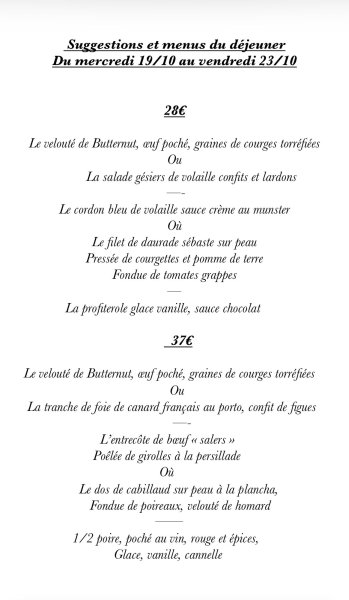 L'ardoise du jour de Au Raisin