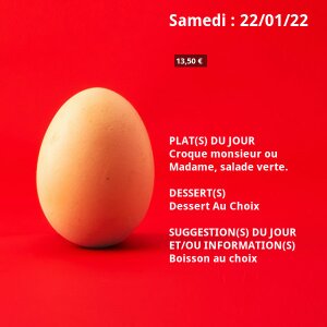 L'ardoise du jour de Les Biscuits de l'Empereur