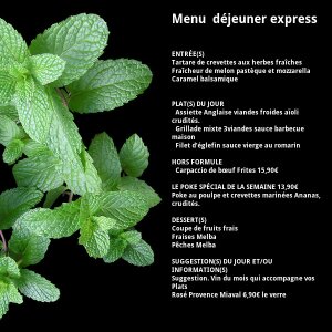 CANOPÉE's daily menu board