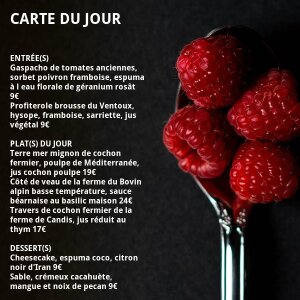 L'ardoise du jour de L'Auberge de l'Épine