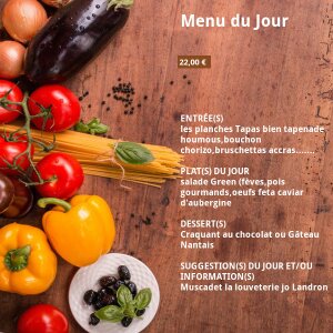 Het dagmenubord van Le Décalé (Bar à tapas)
